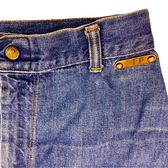 [28] Vintage FANCY PROPS rare 70s jeans unhemmed ultra high rise retro 1970 - Picture 5 of 8